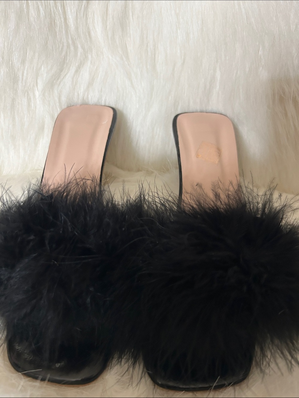 Women’s Black Feather Slide Sandals